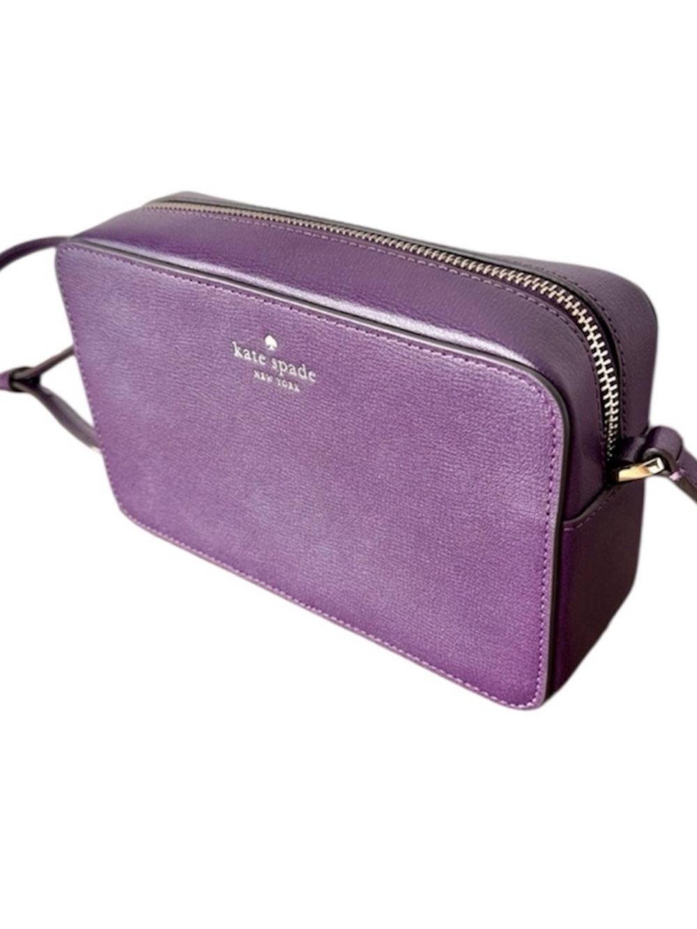 KATE SPADE New Saffiano Leather Mini Camera Crossbody Bag Plum Grape Purple